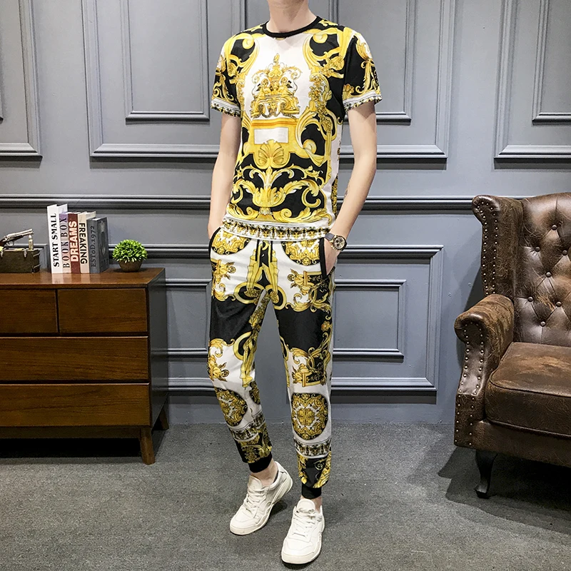 Brand-Luxury-Retro-Print-Casual-Suits-Men-2Pcs-Tshirt-Sweatpants-Summer-Men-s-Sportswear-Nightclub-Party (1)