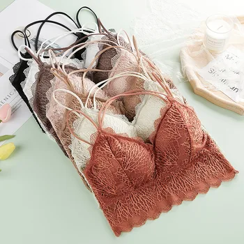 

ATHVOTAR Sexy Lace Bra Tops for Women Tube Top Wireless Camisole Cross Shoulder Straps Lingerie