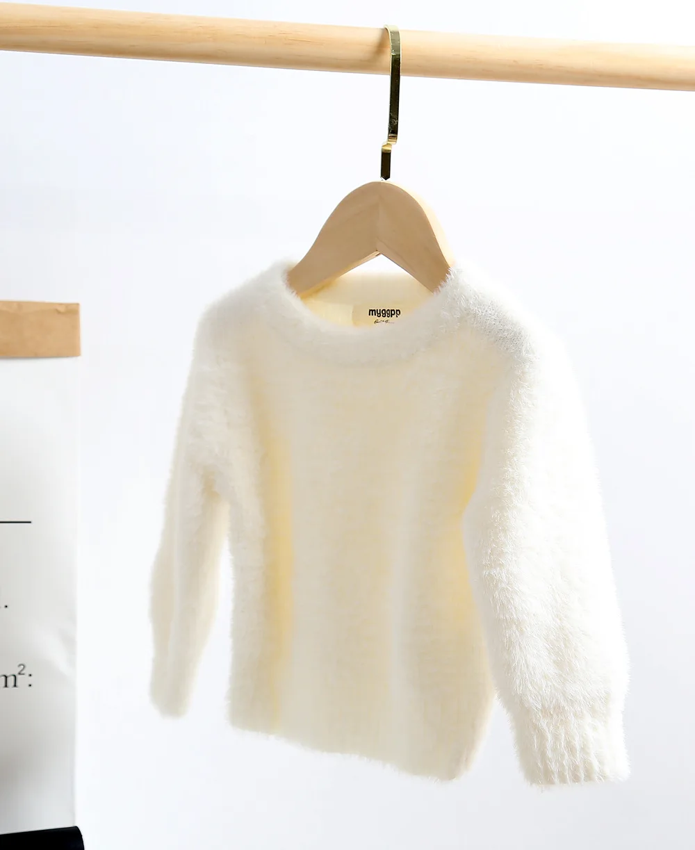 Кашемировый свитер с имитацией норки для маленьких девочек; коллекция года; зимняя одежда для девочек; детский джемпер; пальто для маленьких девочек; Теплые Топы; RT787