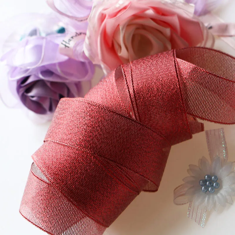 3 см 10 ярдов DIY аксессуары, стальной край провода, жесткий сетчатый, красная лента, Елочное украшение Подарочная коробка, бант, упаковка