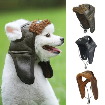 

S-XXL Pet Dog Pilot Hat Chihuahua Dog Headwear Pet Costume Cosplay Headgear Windproof Aviator Cap For Small Medium Large Dogs