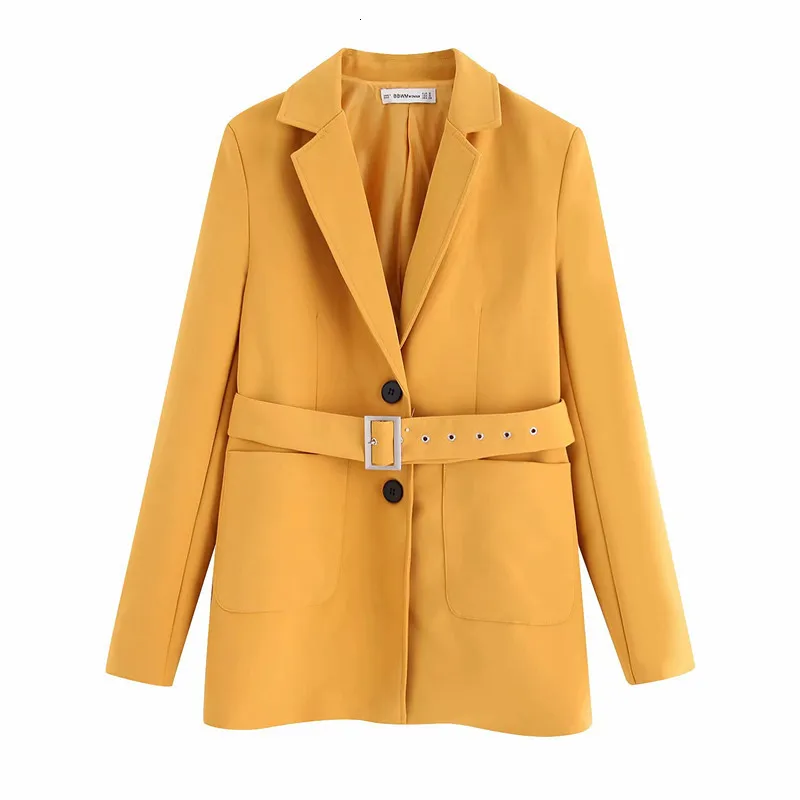 discounted  2019 Autumn Lattice Suit Jacket Belt Waist Slim Jacket Ladies Single Breasted Coat chaquetas mujer