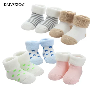 

Daivsxicai Winter Socks Baby Stripe Warm Cotton Socks For Children Comfortable Breathable Kids Tube Socks 5pairs/lot