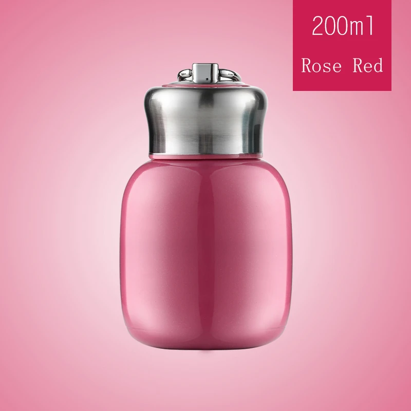 rose red 200ml 200 мл/280 мл мини Термосы Термос из нержавеющей стали бутылка для воды Термосы чашки кружки милый термос для детей - Цвет: rose red 200ml