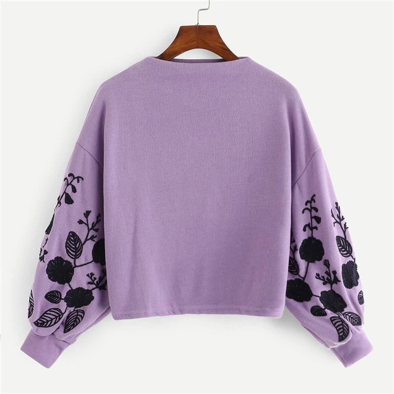Dotfashion розовый женский пуловер с цветочной вышивкой на плече, повседневный осенний свитер с воротником-хомутом