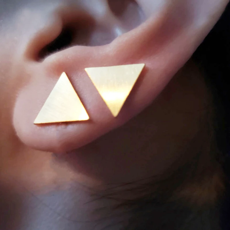 Simple Gold Color Geometric Triangle Stud Earrings For Women Girl Fashion Korean Jewelry Aretes De Mujer Modernos | Украшения и
