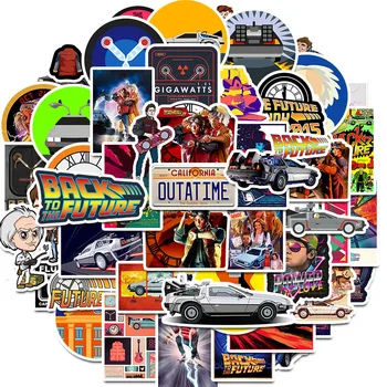 

50Pcs Movie Back To The Future Stickers Pack For On The Laptop Fridge Phone Skateboard Travel Suitcase Sticker