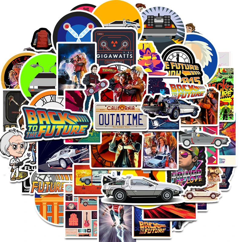 50pcs Movie Back To The Future Stickers Pack For On The Laptop Fridge Phone Skateboard Travel Suitcase Sticker Sticker Aliexpress
