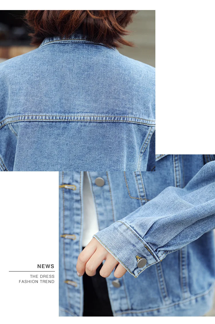 Photo Shoot Video Jeans Coat Women's Dull Polish Textured Blue Loose-Fit Korean-style Slimming Casual Versatile BF Style Tops