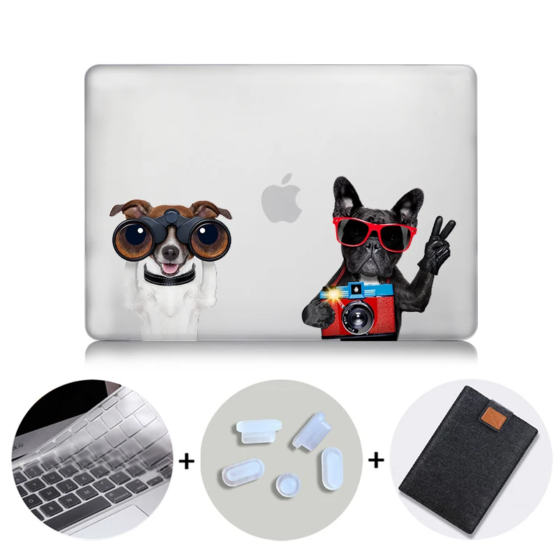 MB07 MTT Кристальный жесткий чехол для Macbook Pro retina 13 15 Touch bar Air 11 13 чехол для ноутбука с мультяшной собакой для macbook 12 дюймов A1534 - Цвет: MB07