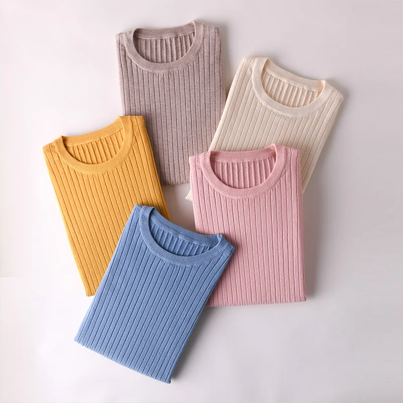 Addonee High Quality Warm Women's Sweater Round Neck Pullover Five-point Sleeve Fashion Rib Knit Women Jumper | Женская одежда