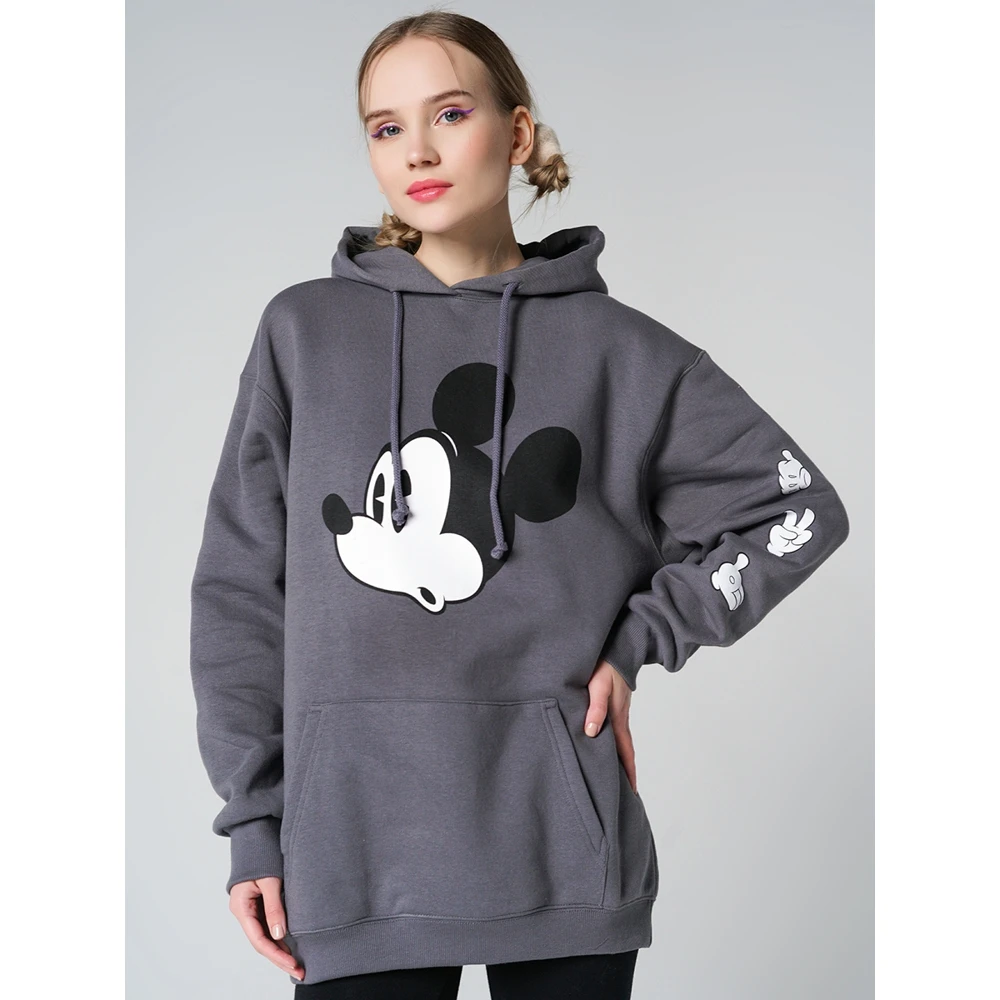 Sudadera con capucha para mujer, 87% algodón, 13% poliéster, gris, ropa de mujer, sudaderas con capucha y MICKEY de DISNEY 85934|Sudaderas capucha - AliExpress