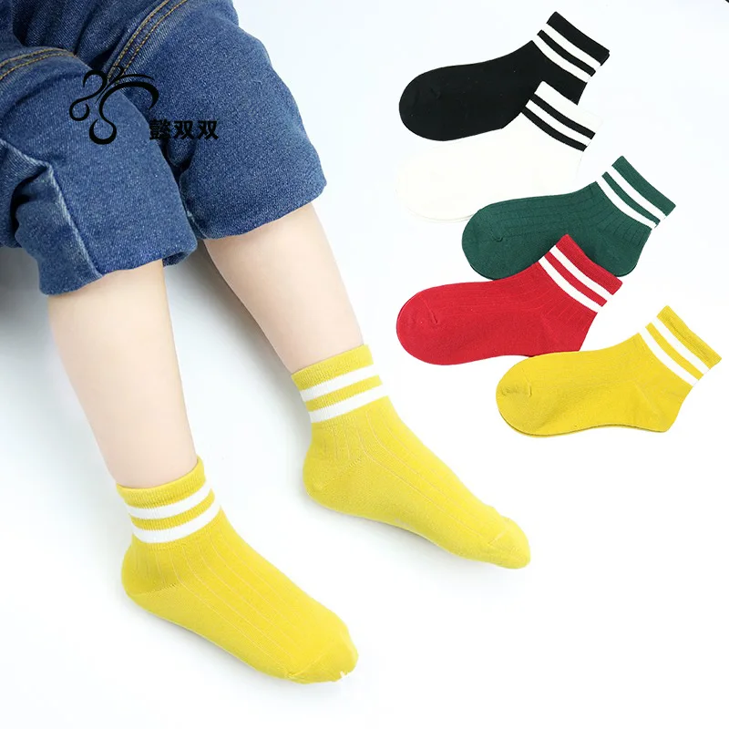 

Spring And Summer New Style CHILDREN'S Socks 2 Bars Korean-style Combed Cotton Short Socks Boneless Men And Women Baby Short Soc