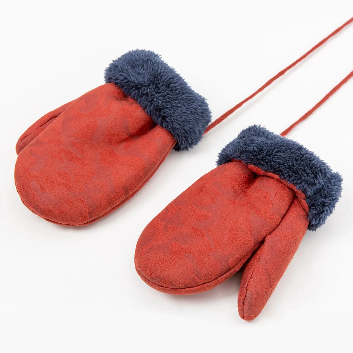 Детские зимние перчатки, модные однотонные милые замшевые перчатки без пальцев, зимние теплые бархатные перчатки для мальчиков и девочек 2-6 лет