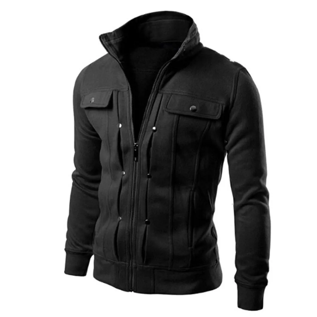 Мужская куртка-кардиган с отворотом, модный мужской тонкий жилет, дизайнерское пальто, куртка, мужские пальто, уличная одежда, мужская ветровка 10,14 - Цвет: Черный