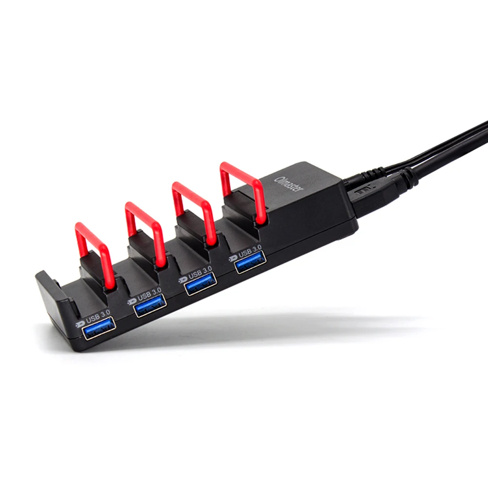 OImaster 4 порта USB3.0 концентратор 5 Гбит/с высокоскоростная зарядная станция зарядное устройство держатель телефона Поддержка с адаптером питания для ПК ноутбука