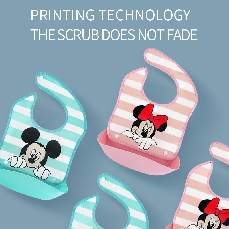 Disney, 12 шт./лот, TPE Детские Мультяшные нагрудники, Слюнявчики для малышей 0-3 лет, детские слюнявчики для кормления, Микки и Минни, новинка
