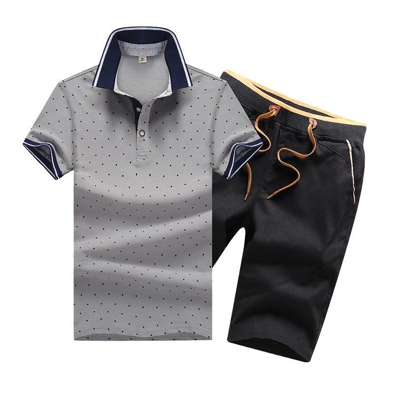 Для мужчин комплект Повседневное 2019 летние однотонные Slim Fit костюм s поло + шорты