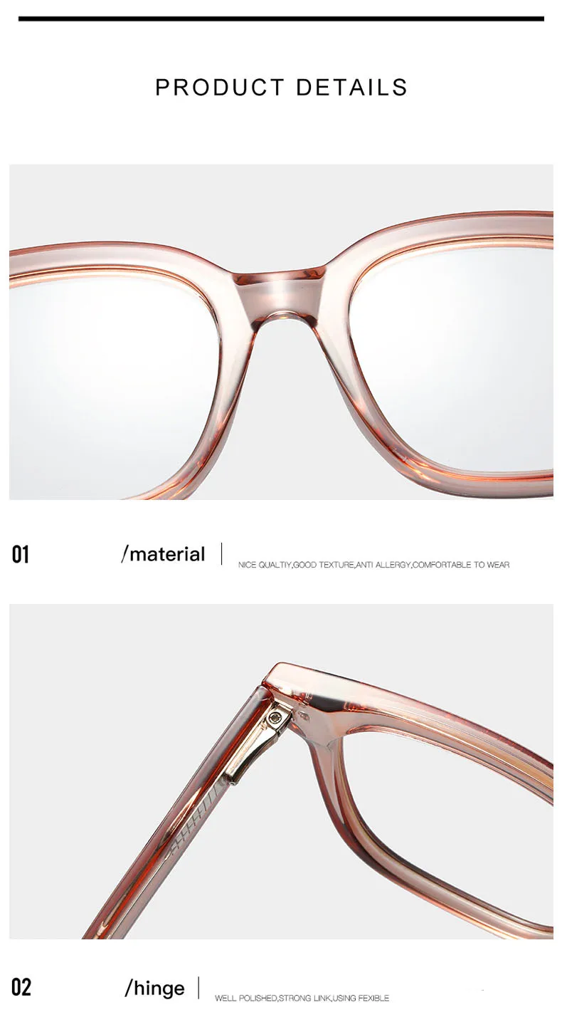 New Fashion Luxury Women TR90 Glasses Frame Business Style Female Square Ultralight Eyeglasses Trending Spring Leg Glasses