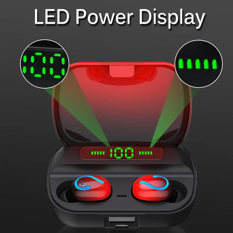 

Mini Bluetooth Headset Touch Gradient Color LED Digital Display Wireless Bluetooth 5.0 Binaural Noise Reduction Sports Earplugs