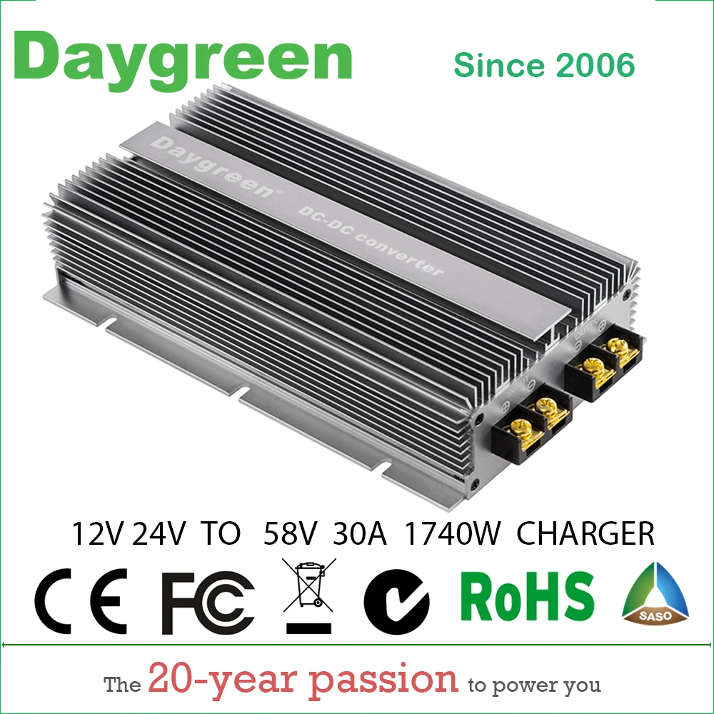 3 Years Warranty 12V/24V TO 58V 30A 1740W Step Up Boost Converter For Lead Acid NCM Auxiliary Battery Charger CE RoHS Certificat |