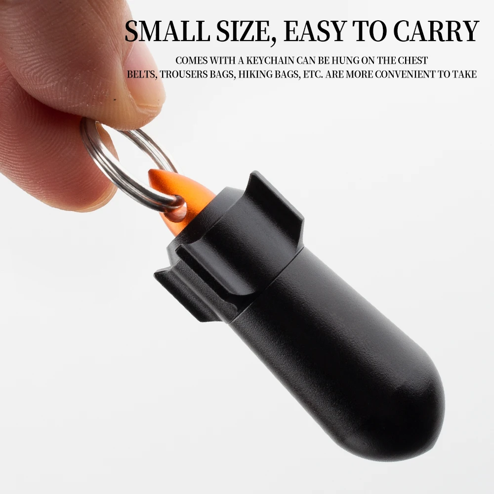 

Mini Waterproof Bottle Aluminum Alloy Storage Pill Box Multi-function Portable EDC Black Rocket