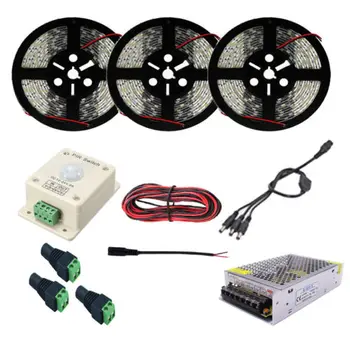

5-15M 5050 ED strip with PIR infrared motion sensor detector light switch+power