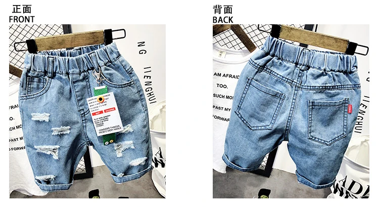 Boys' Jeans Middle Pants Summer New Style Children Casual with Holes Shorts Children Korean-style Loose-Fit Shorts