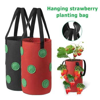 

Planting Bag Strawberry Planting Flower Trough Non-Woven Nursing Pots With Handles Strawberry Growing Bag Garden Supplies
