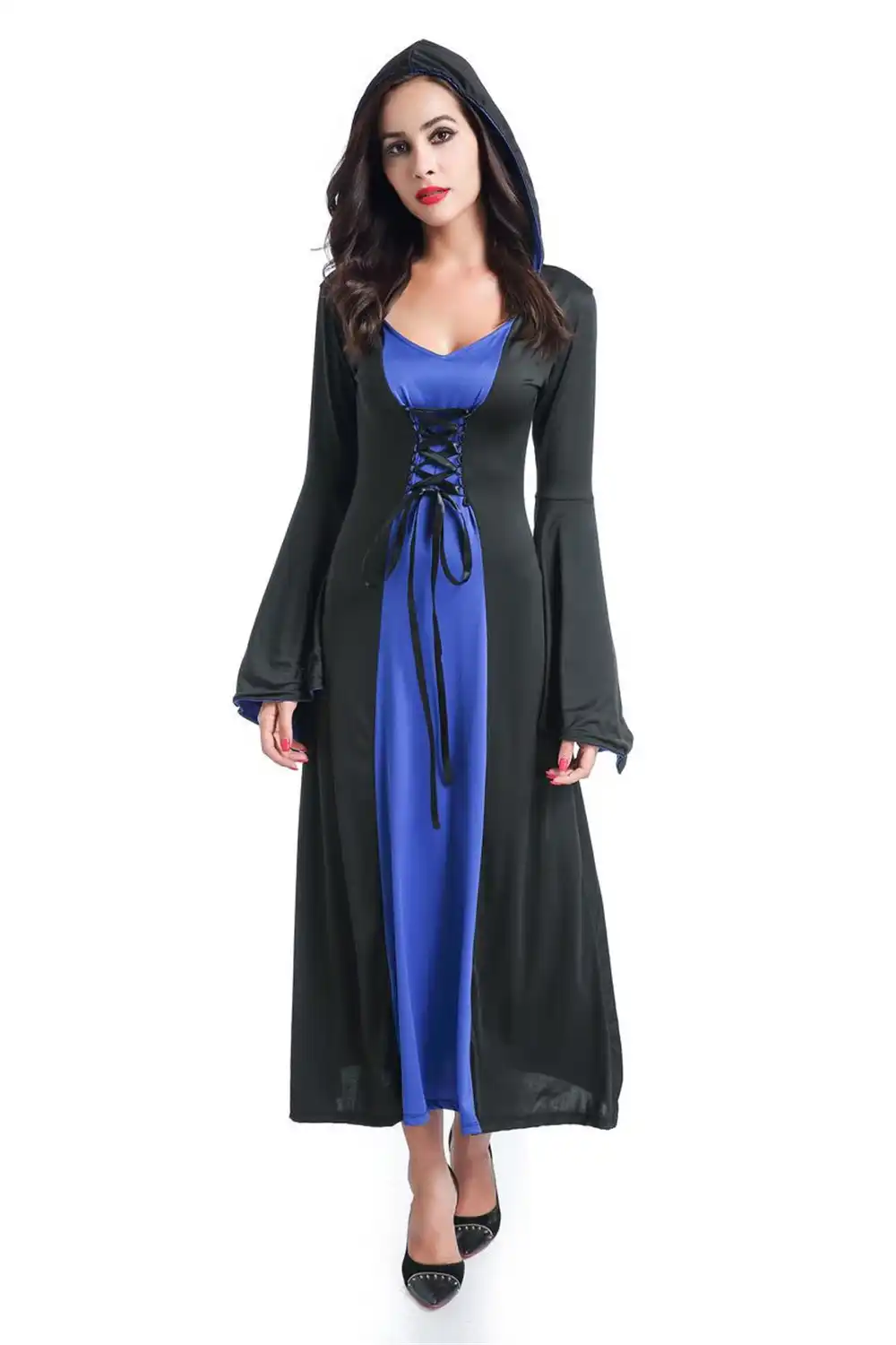 cosplay halloween adult vampire maxi dress hooded devil dressed