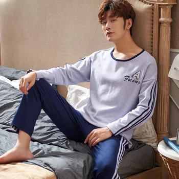 

Men Pajama Pajamas Sleeping Suits for Men Pajama Sets Fashion Style Sleepwear Crew Neck Long Pants Long Sleeve Loungerwear