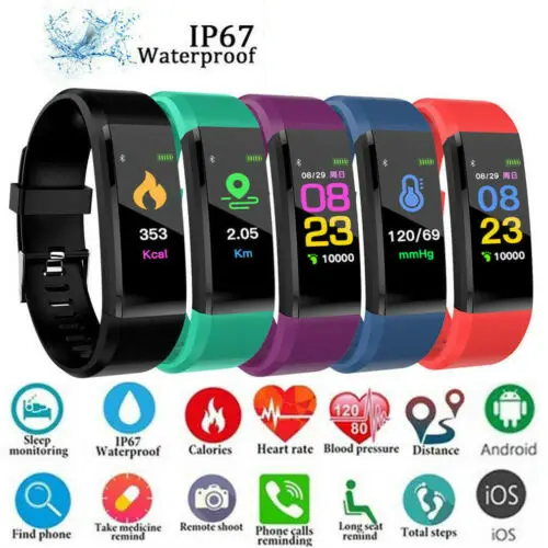 

115 Plus Fashion Smartwatch Wristband Bluetooth 4.0 Smart Bracelet Sport Watch Step Calorie Counter Tracker Pedometer