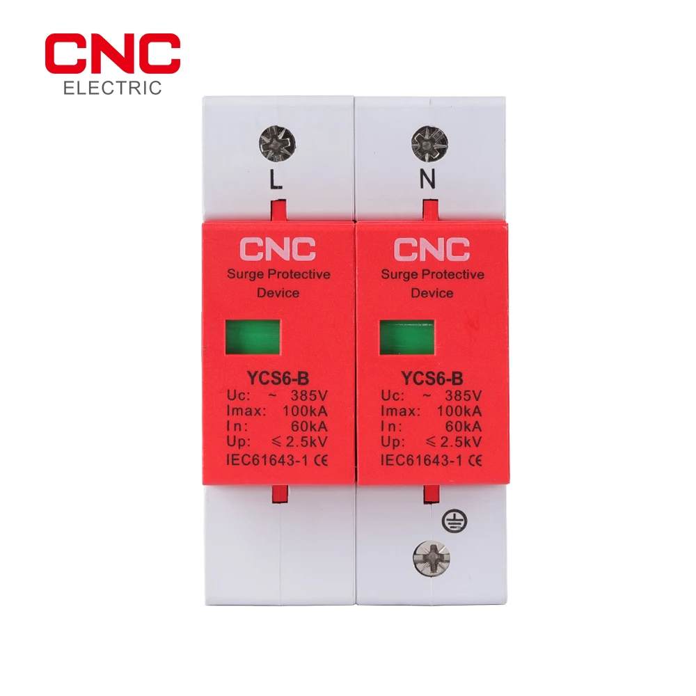 

CNC YCS6-B 60-100kA AC SPD 2P 385V House Surge Protector protection Protective Low-voltage Arrester Device