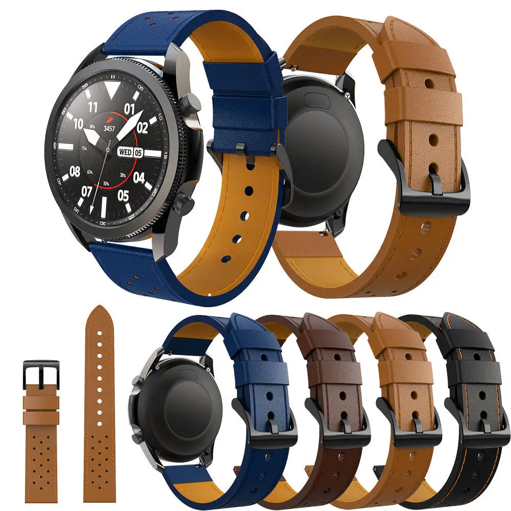 

22mm Leather Strap Watchband Wristband For Samsung Galaxy Watch 3 45mm Wriststrap Quick Releas Bracelet For Huami Amazfit GTR 2