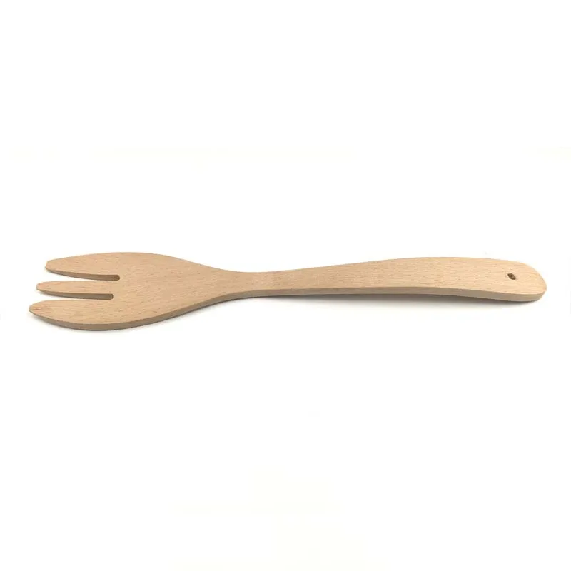 Wooden Salad Servers Bamboo For Spoon Spatula 30cm Cooking Mixing Stirring Kitchen Tool Natural Beech Wood Utensils