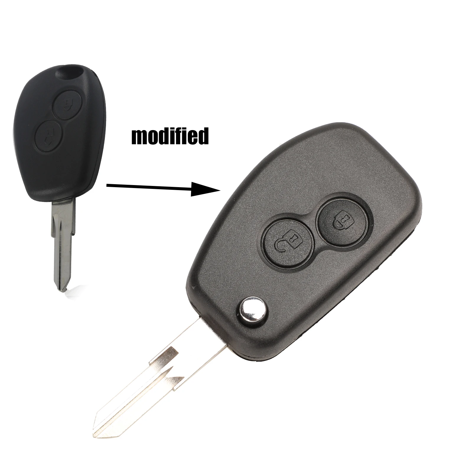 Jingyuqin 10ps 206 VAC102 модифицированный флип Автомобильный ключ чехол 2/3 кнопки для Renault Duster Logan Fluence Clio Kangoo Sandero - Цвет: 2B VAC102