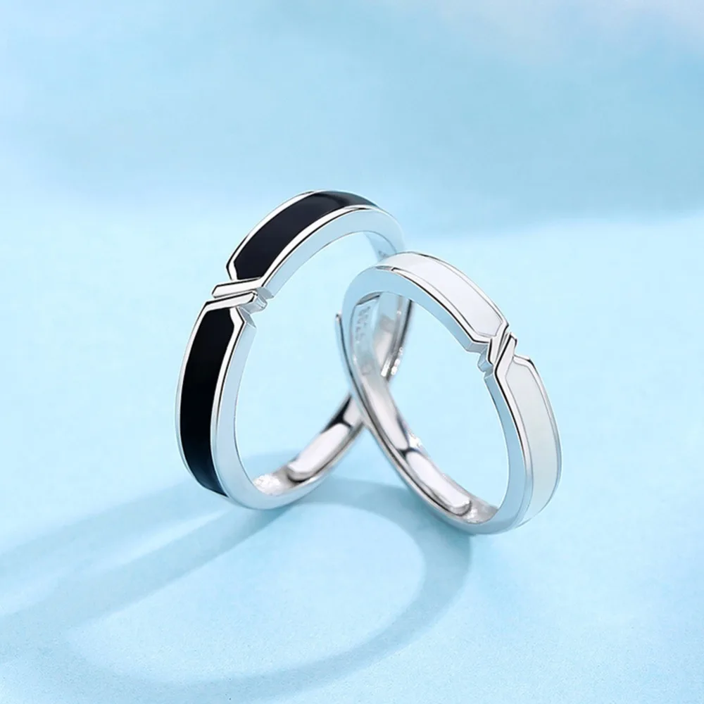 Kreative einfache rote verstellbare Paar Ringe zarte trend ige Büro Ehering für Liebhaber Schmuck Accessoires – Detail 6