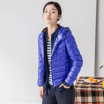 

INMAN Spring Autumn and winter new cap, thin, down jacket, women light, short, light coat