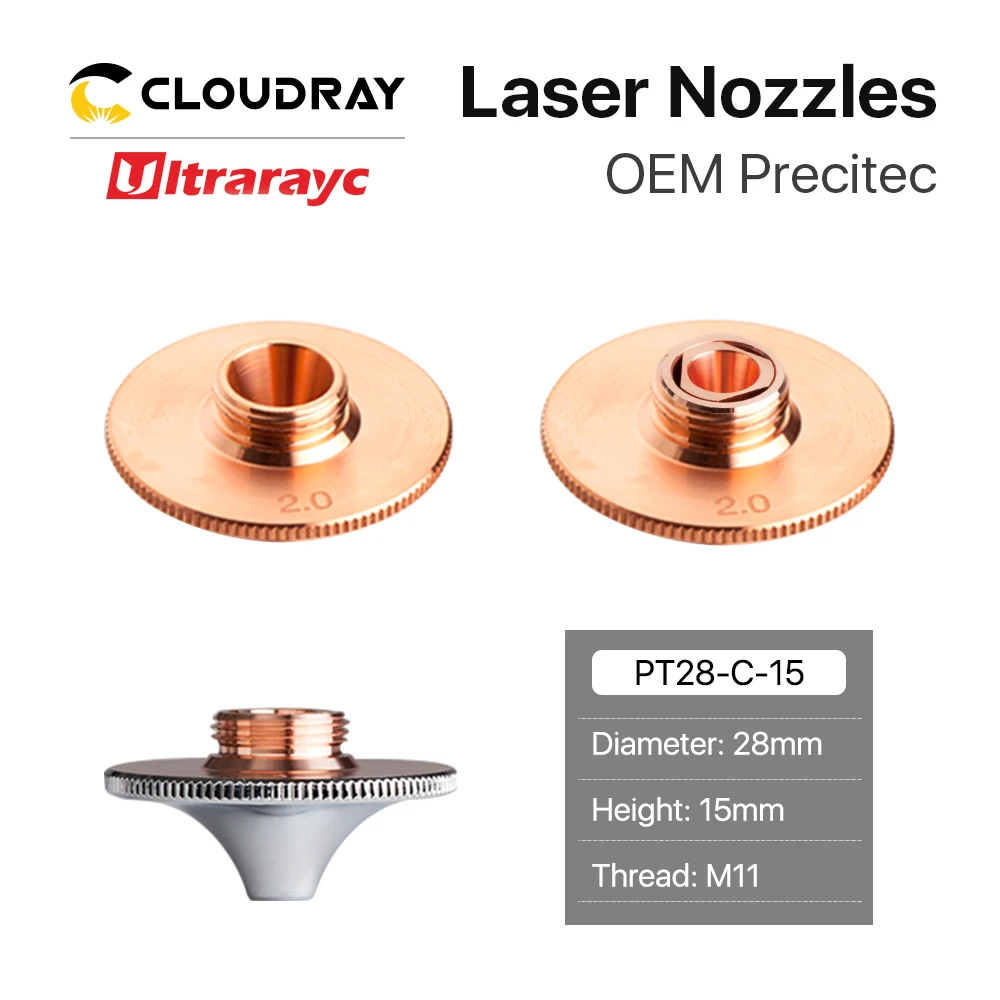 Ultrarayc Laser Nozzles Single Double Chrome-plated Layers D28 Caliber 0.8-4.0mm for Fiber Cutting Metal Head Conusmables