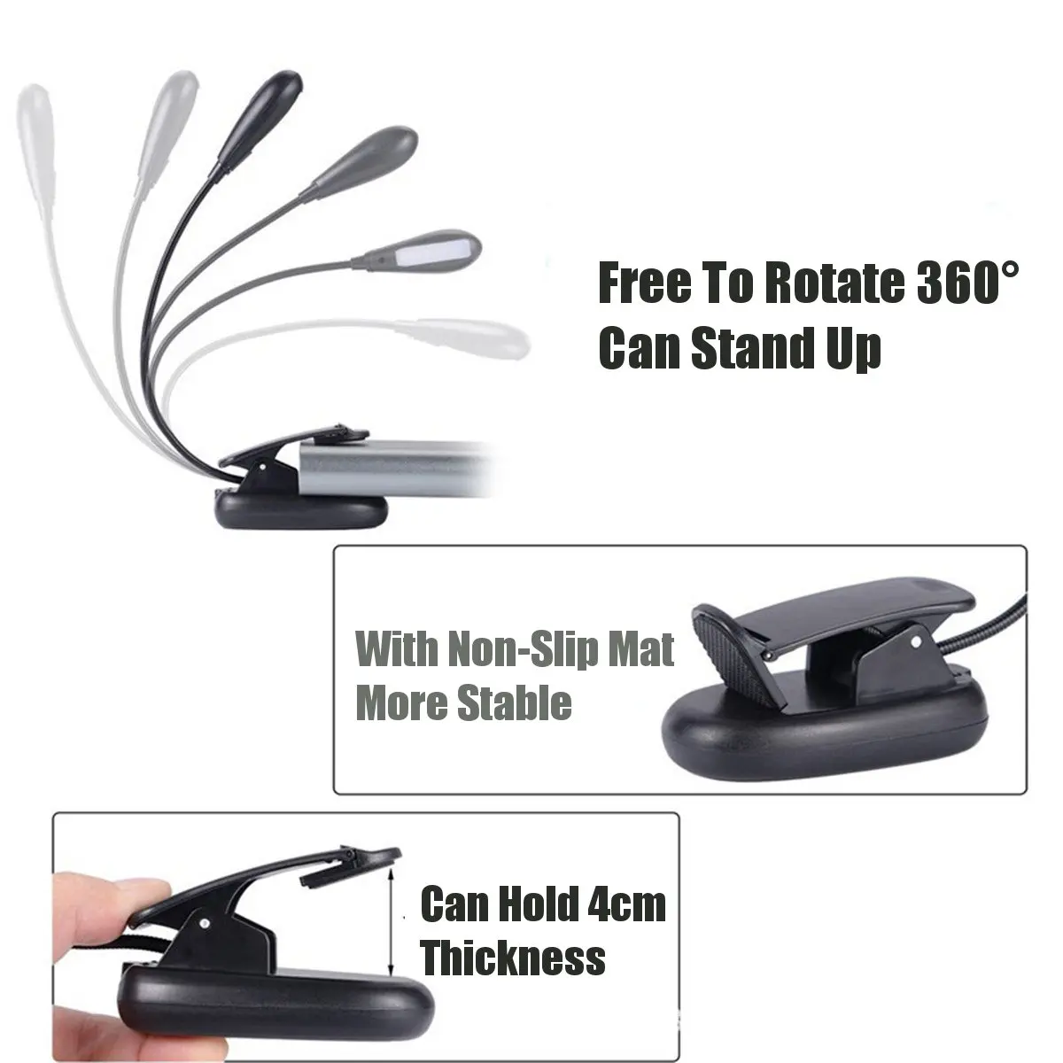  LED Book Light LED Lamp Light Book Reading Lamp USB Rechargeable Stand Light Clip-On For Book Reade - 4000103522826