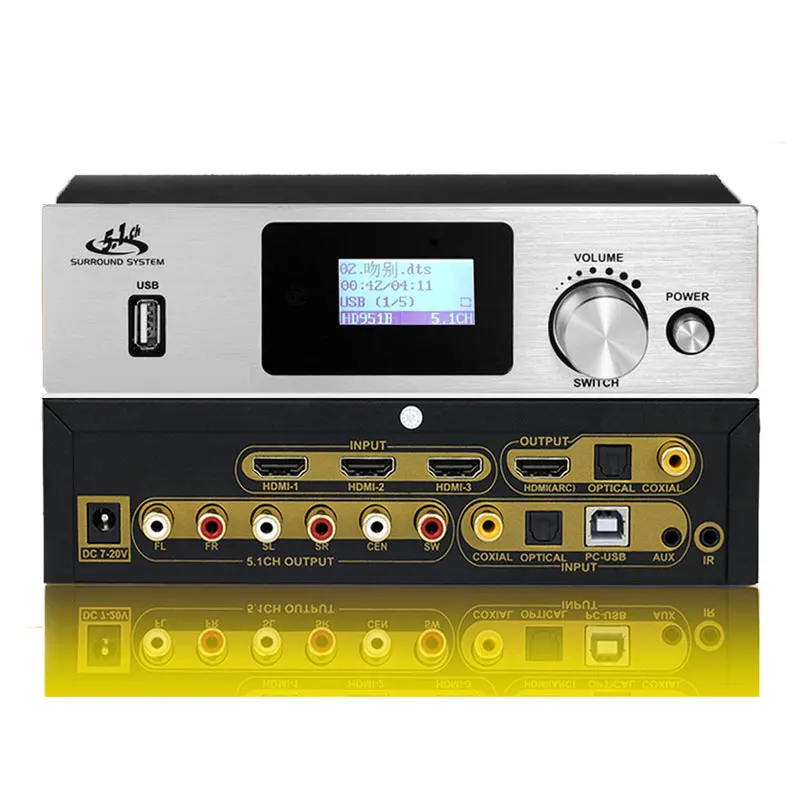 

DAC Digital to Analog Audio Converter Support 5.1CH DTS HDMI Audio Extractor Optical Coaxial USB Sound Card Support 4K*2K HDMI