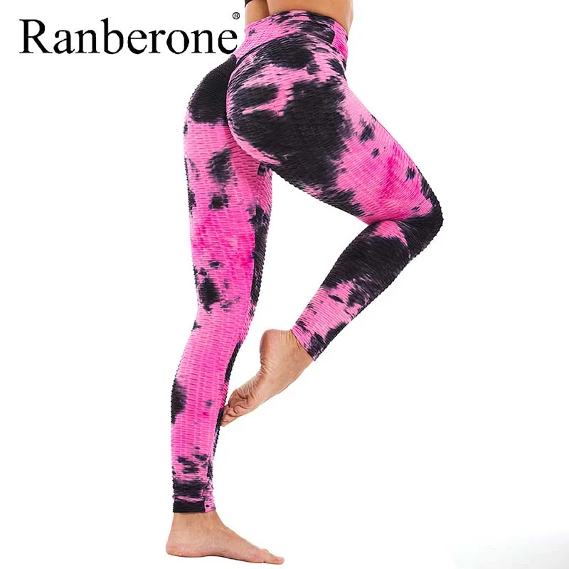 Ranberone Tie Dye Обтягивающие Леггинсы спортивные женские фитнес штаны для йоги с