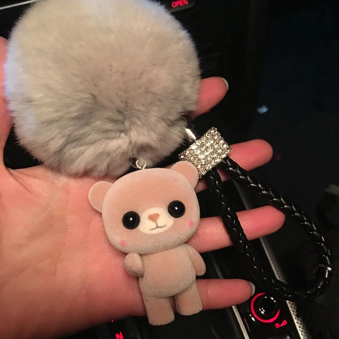Cartoon doll car key fob pendant cute Korean creative couple key pendant men and women key ring rabbit hair