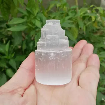 

Wholesale white crystals point selenite lamp tower healing stones for sale