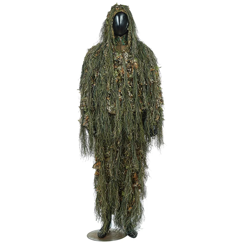 Маскировочная Униформа Ghillie камуфляжный костюм с 3D изображением листьев для