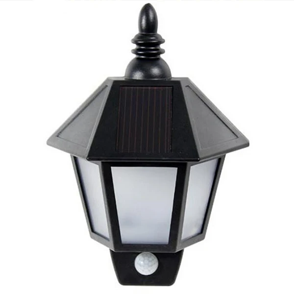 

HHO-Waterproof PIR Infrared Body Motion & Light Sensor Solar Power Panel Outdoor LED Wall Yard Garden Light Lamp White On/Off sw