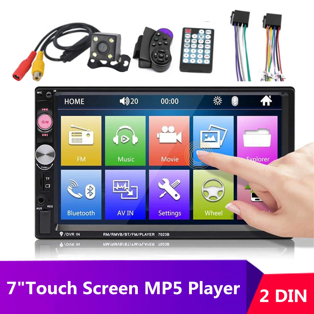 Автомагнитола 2 Din MP5-плеер с 7 "сенсорным экраном Bluetooth USB TF FM камерой и пультом