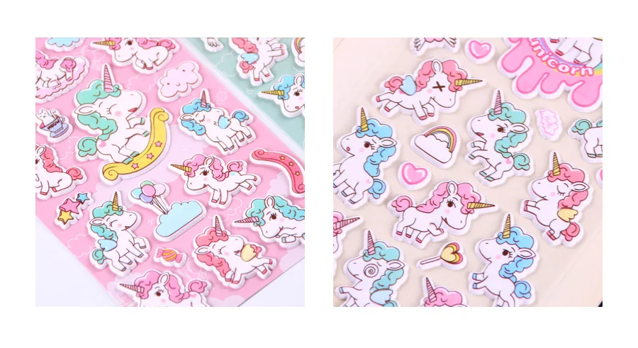 1pcs/lot Kawaii Stationery Stickers Unicorn foam Decorative Mobile Stickers Scrapbooking DIY Craft Stickers