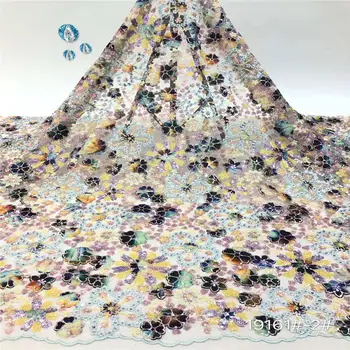 

Latest Style African Lace Fabric 2020 High Quality Lace Fashion French Lace Fabric Tulle Nigerian Sequin Lace Fabrics XY1875B-1