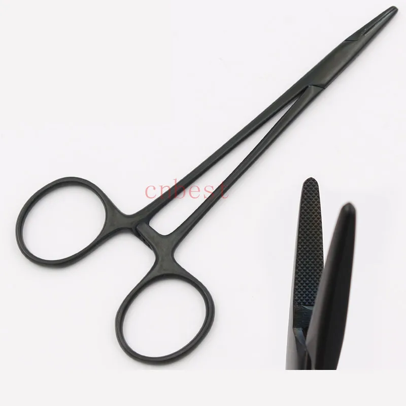 Stainless Steel Cosmetic Surgery Needle Holder 12.5cm Black Porcelain Handle Double Eyelid Tool Plastic Surgical Instrument needle holder scissors beauty plastic surgical tool